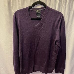 Jos A Bank Traveler Collection Sweater Large Purple 100% Wool Pullover Academia